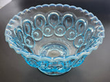 L.E SMITH Moon and star blue opalescent Glass footed dish auction
