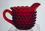 L E Smith red hobnail Glass sugar and creamer
