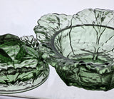L.E Smith Glass green cabbage bowl with lid