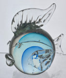 blue vealed glass fish paperweight