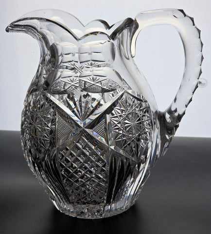 Signed Libbey cut glass pitcher American brilliant blown blank Bob7