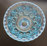 L.E SMITH Moon and star blue opalescent Glass footed dish auction