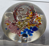 Art glass Horse Shoe with initials "P.C" paperweight,