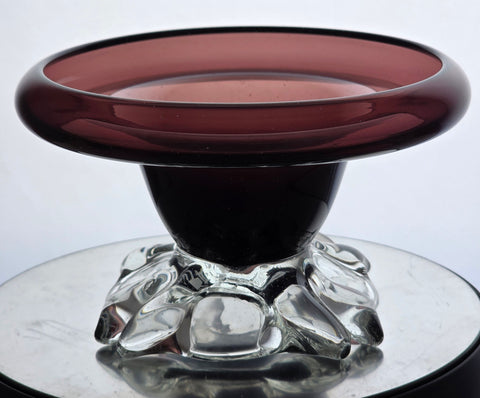 Signed art glass amethyst dish