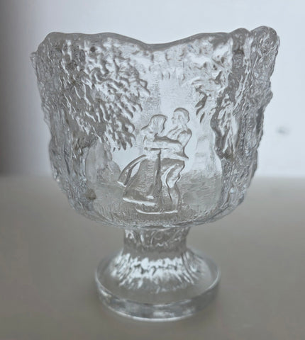 Kosta glass etched footed bowl