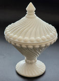 Westmoreland milk Glass swirl and ball compote