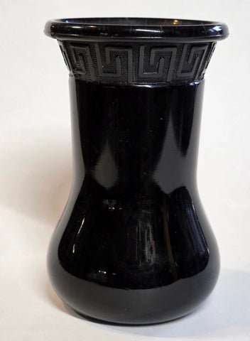 L.E Smith Glass black vase Greek key
.