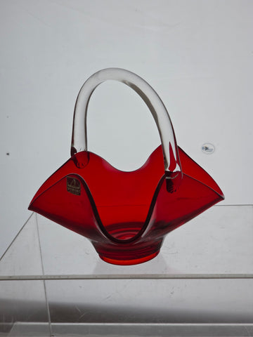 Viking red glass basket