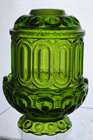 L.E Smith vintage green Glass Moon and stars fairy lamp