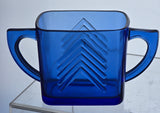 Cobalt blue Hazel Atlas Glass sugar and creamer Ritz auction
