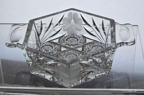 Cut glass dish with tabs American brilliant mug15