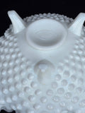 Fenton glass ruffled edge  3 leged dish