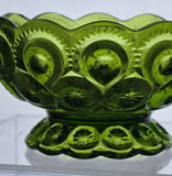 L.E SMITH Moon and star green Glass candle holder