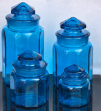 LE Smith glass blue canister 4 piece set