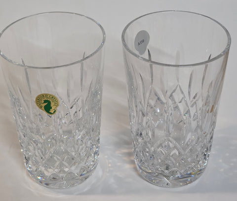 Pair Signed Waterford Lismore 12 oz tumbler Crystal
