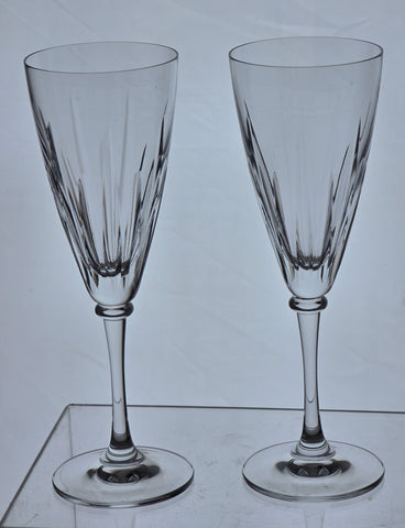 Mikasa cut glass flutes stemware pair