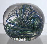 Art glass multicolor swirl tread paperweight
