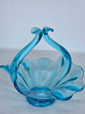Blue art glass basket Italy