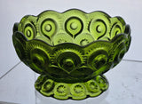 L.E SMITH Moon and star green Glass candle holder
