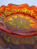 L E Smith Glass Moon and stars Amberinea ashtray