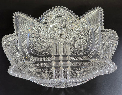 ABP cut glass square bowl American brilliant period 1886 -1915 bob52