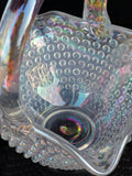 L.E Smith Glass scoloped opalescent hobnail basket