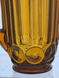 L E Smith Glass Moon and stars Amber footed pitcher auction