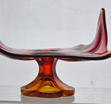 L.E Smith Glass Amberinea footed compote