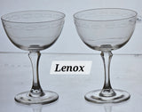 Pair Signed Lenox Crystal sentiment tall sherbet's glasses replacement