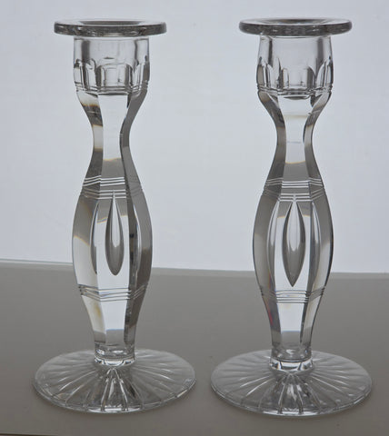 Pair of hand Cut Glass candle sticks Antique Bob28