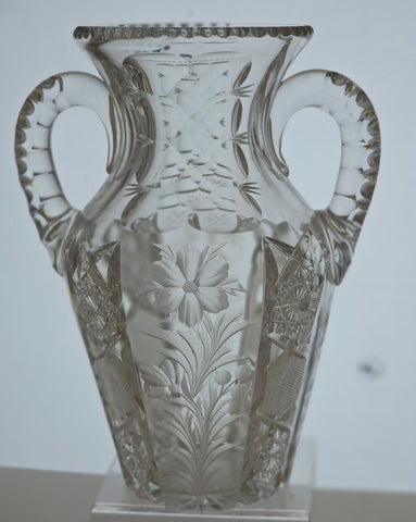 ABP cut glass signed Tuthill vase antique bob40