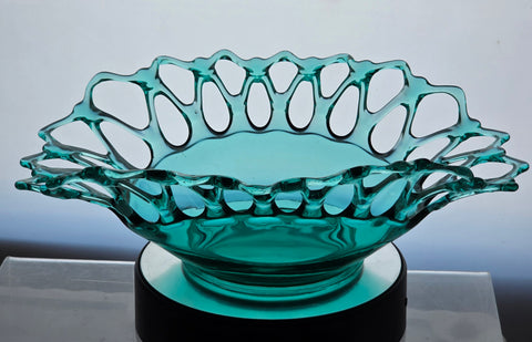 Westmoreland open lace doric edge  Thiel Glass banana fruit bowl