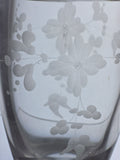 Copper wheel engraved glass oval vase