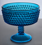 Fenton blue Glass HOBNAIL compote