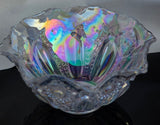 L.E Smith Glass iridescent  ruffled edge Quintec bowl
