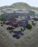 Fenton milk glass heart painted divided dish