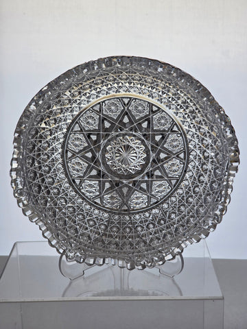 ABP cut glass low flashy bowl American brilliant period 1886 -1915 bob46