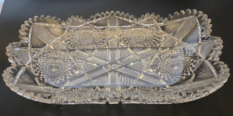 American Brilliant Period Cut Glass rectangular tray Antique bob12
