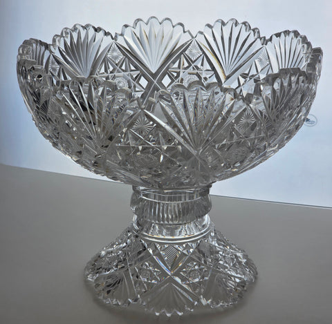 ABP cut glass signed Hawkes 2 piece eggnog bowl American brilliant