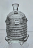 LE Smith glass clear bee hive honey jar