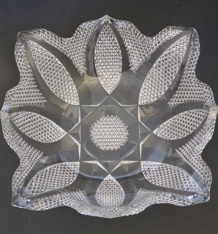 Signed Libbey American Period Cut Glass Delphos square bowl Antique