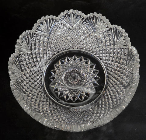 Signed Sinclair ABP cut glass blown blank bowl American brilliant period 1886 -1915 bob54