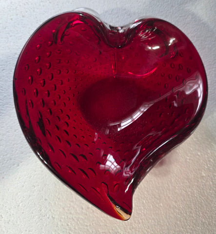 Red heart trinket dish controlled bubble