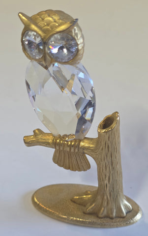 Manon crystal brass owl figurine