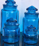LE Smith glass blue canister 4 piece set