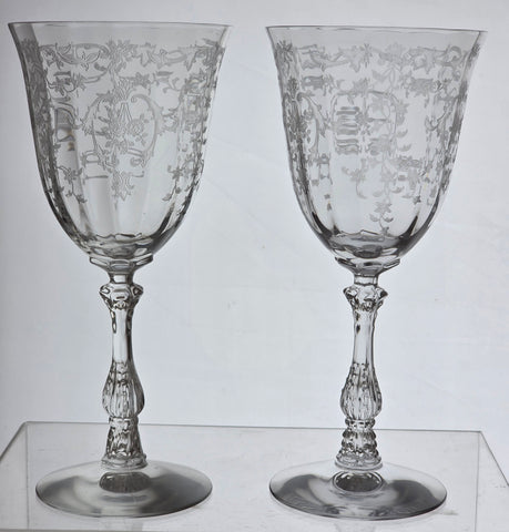 Fostoria Navarra goblet glass, Crystal Made in USA Pair