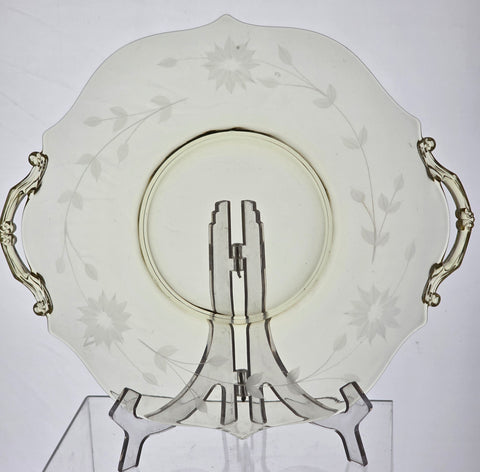 Lancaster Glass Co. Yellow Jubilee serving plate