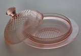 Depression Glass Jeannette pink butter dish with lid