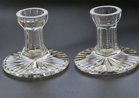 Signed Waterford CUT GLASS pair candle sticks
