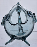 Vintage Opened mouth blueish art glass fish